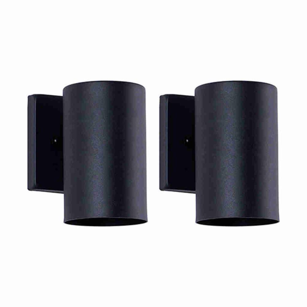 7 in. 1-Light Black Modern Style Aluminum Outdoor Wall Sconce, Weather Resistant and Weatherproof (Set of 2) price history on PriceWatchPro
