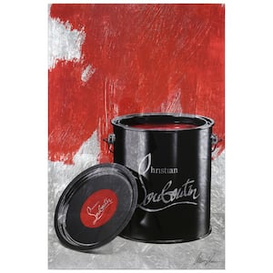 "Liquid Fashion Red Loubouten" Reverse Printed Tempered Glass with Silver Leaf, Drink 32 in. x 48 in.