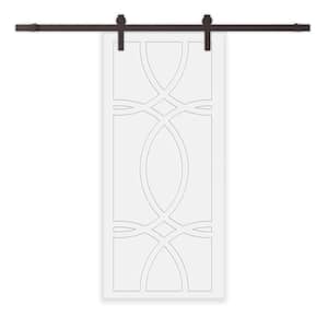 30 in. x 80 in. White Stained Composite MDF Paneled Interior Sliding Barn Door with Hardware Kit