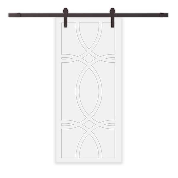 CALHOME 42 in. x 96 in. White Stained Composite MDF Paneled Interior Sliding Barn Door with Hardware Kit