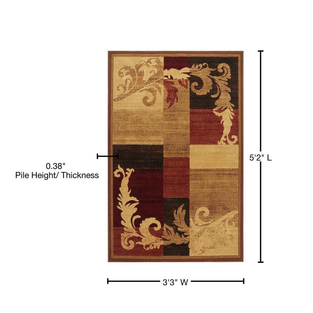 Catalina Red and Brown Tufted Synthetic Area Rug