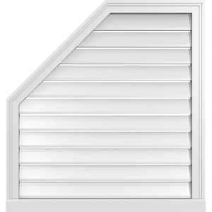 32 in. x 34 in. Octagonal Surface Mount PVC Gable Vent: Functional with Brickmould Sill Frame