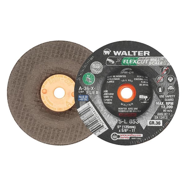 WALTER SURFACE TECHNOLOGIES Flexcut 5 in. x 5/8-11 in. Arbor GR36 Flexible Grinding Wheel for Mill Scale (25-Pack)
