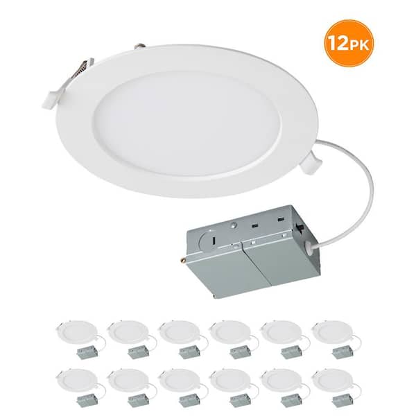 6 in. Canless 2700K-5000K New Construction Remodel Integrated LED Recessed Light Trim Downlight Dimmable (12-Pack)