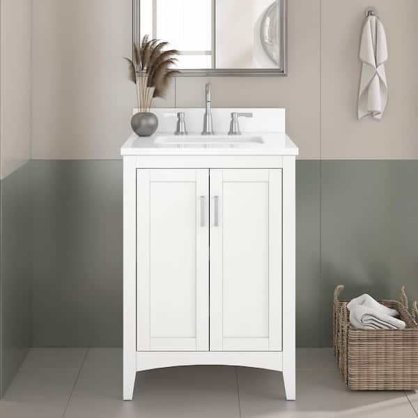 Tilton 24 in W x 21.5 in D x 34.2 in H Folding Bath Vanity Cabinet without Top in White Finish
