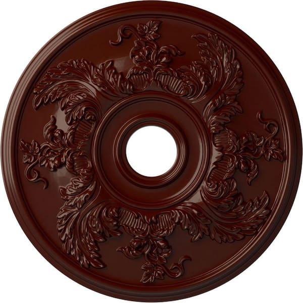 Ekena Millwork 1-7/8" x 23-5/8" x 23-5/8" Polyurethane Acanthus Twist Ceiling Medallion, Brushed Mahogany