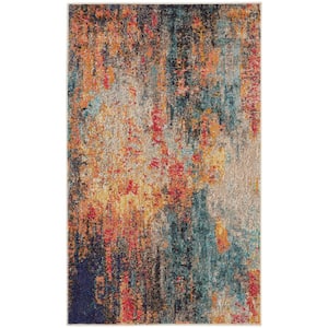 Celestial Multicolor 3 ft. x 5 ft. Abstract Contemporary Kitchen Area Rug