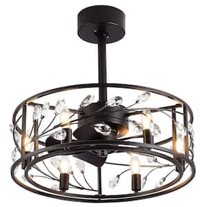 Fairy 20 in. Indoor Black Chandelier Ceiling Fan with Light Kit and Remote Control Included