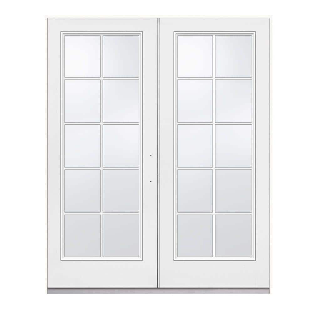 JELD-WEN 72 in. x 80 in. Primed Fiberglass Left-Hand Inswing 10 Lite ...