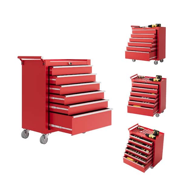 6-Drawer Rolling Tool Chest with Wheels, Portable Tool Storage Cabinet, Toolbox Organizer with Lock