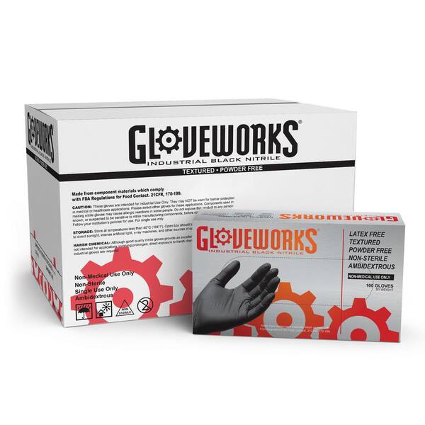 AMMEX Gloveworks Small Black Nitrile 5 Mil Industrial PowderFree