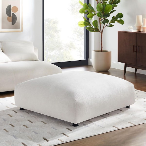 Solace Modular Upholstered Fabric Ottoman in Salt