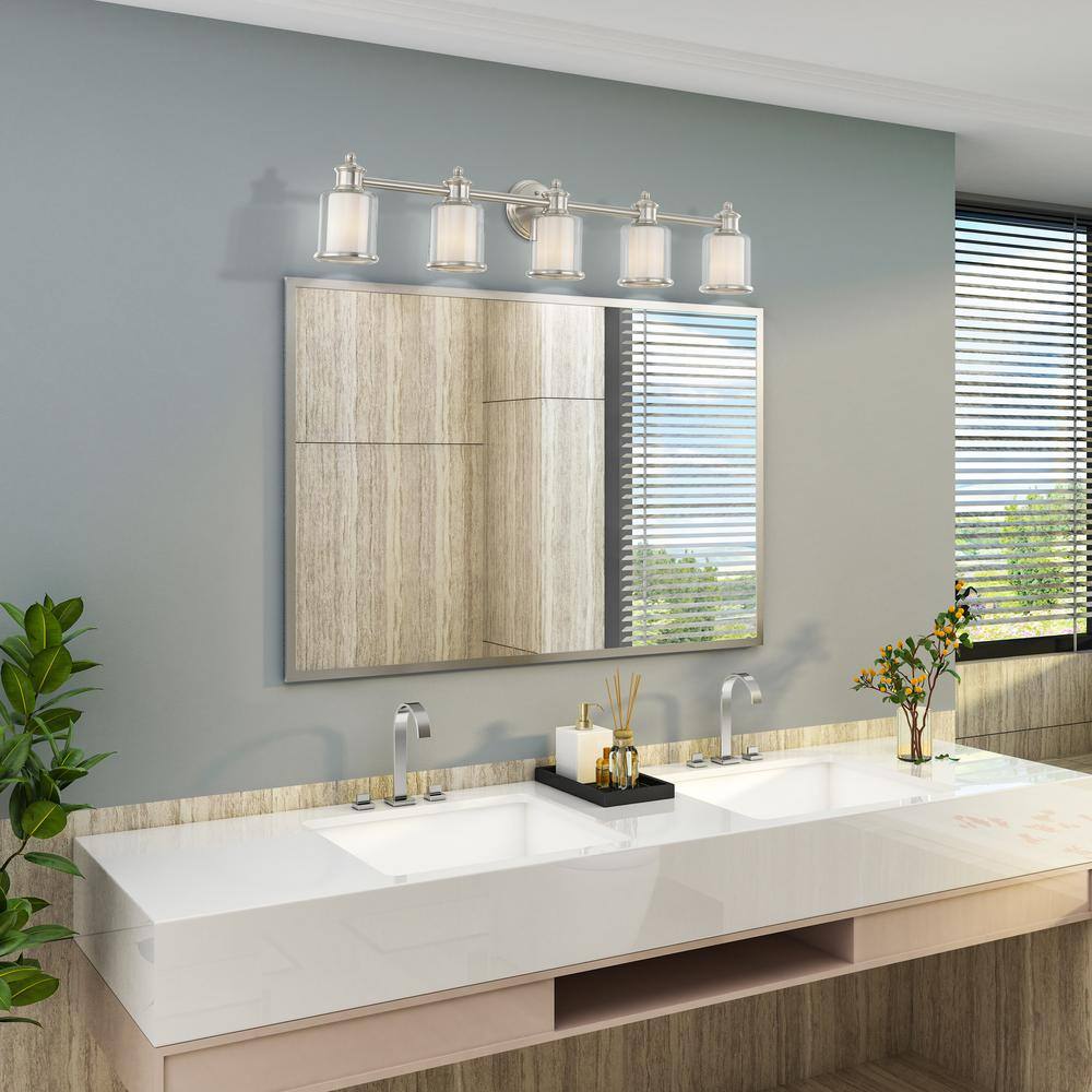 Elegant Brushed Nickel 5-Light Vanity Fixture with Dimmable Feature