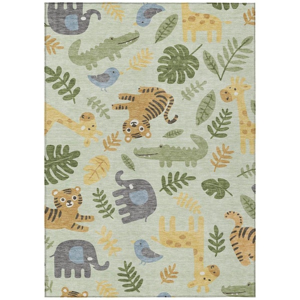 Chantille Machine Washable Indoor/Outdoor Abstract ACN2578 Mint 10 ft. x 14 ft. Area Rug