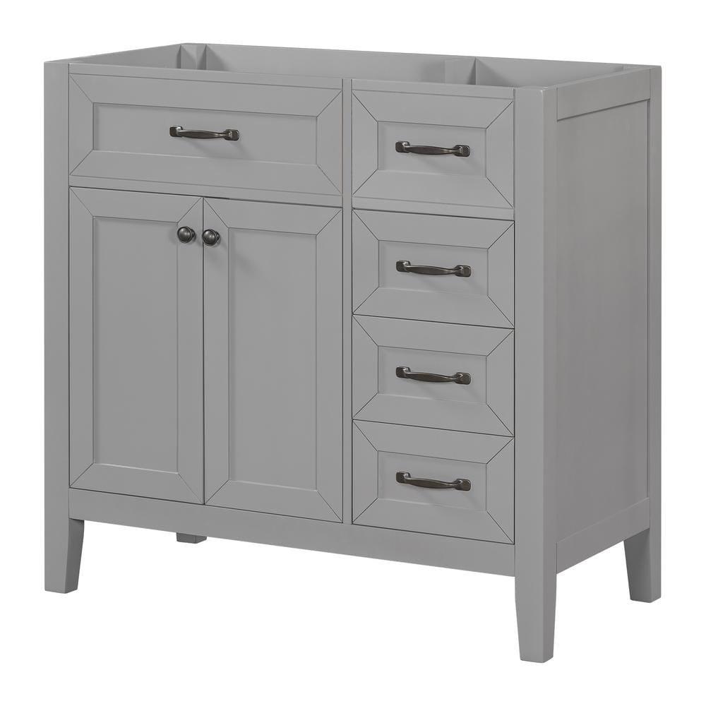 36 in. W x 18 in. D x 35 in. H Bath Vanity Cabinet without Top in Gray
