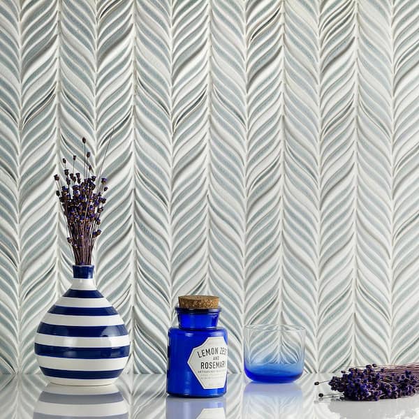 Delphi Alula Arctic Blue 10 in. x 12 in. Glazed Ceramic Mosaic Tile (0.85 sq. ft./Sheet)