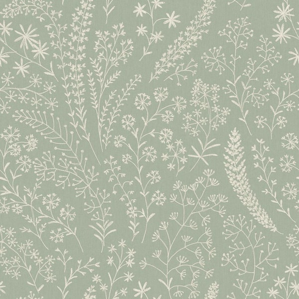 HOLDEN Astrid Embroidery Stitch Botanical Trail Sage Green Textured Wallpaper (Covers 56 sq. ft.)