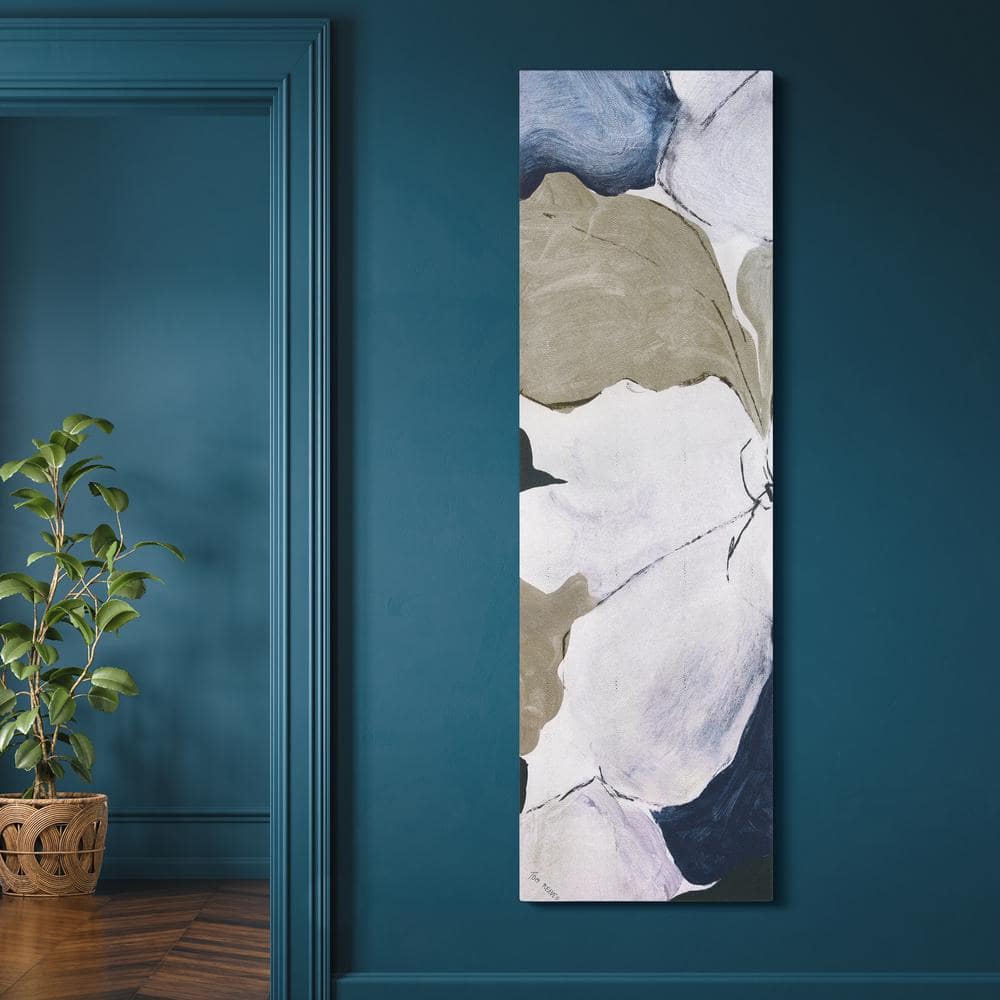 Floral Serenity Blue and Beige Abstract Canvas Wall Art Set