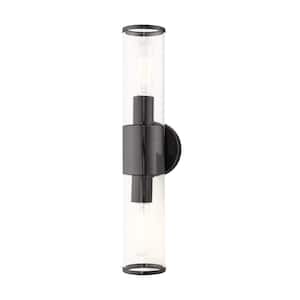 Prestwick 18.5 in. 2-Light Black Chrome ADA Vanity Light with Clear Glass