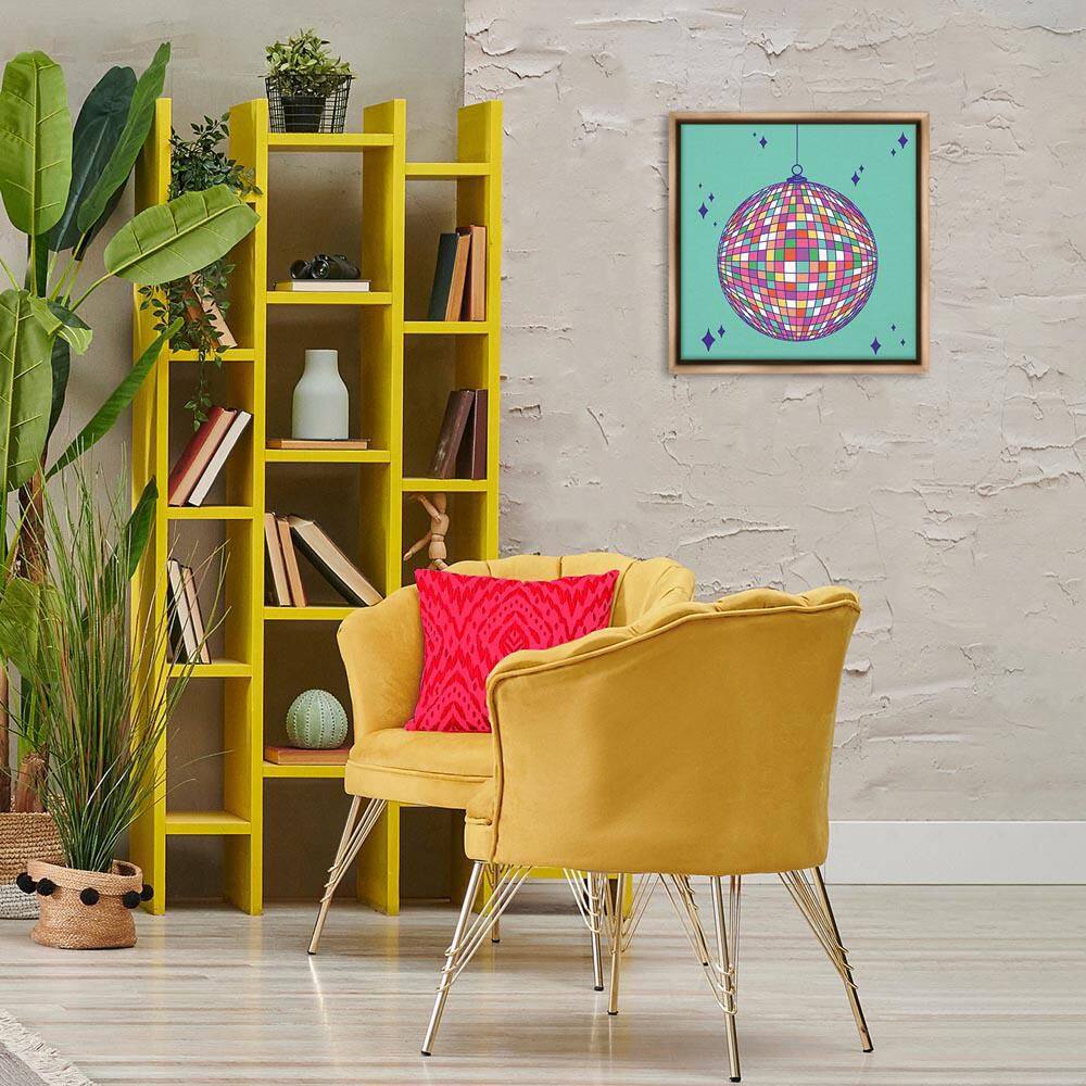Geometric Modern Disco Ball by Sazerelli Designs Brown Floater Frame Abstract Graphic Art Print 18 in. x 18 in. price history on PriceWatchPro