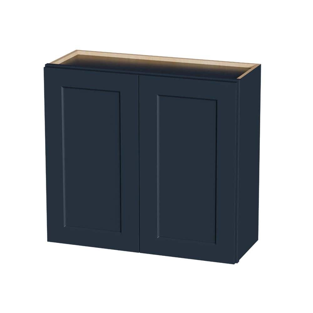 33 in. W x 12 in. D x 30 in. H Bathroom Storage Wall Cabinet, Shaker Double Door with 2 Adjustable Shelves, Navy Blue price history on PriceWatchPro