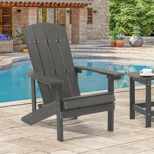 Recycled Plastic Weather Resistant Outdoor Patio Adirondack Chair in Charcoal Gray