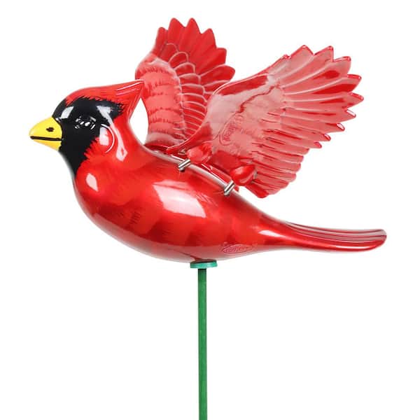 Exhart 2.4 ft. WindyWing Song Bird Cardinal Metallic Red Plastic Garden Stake