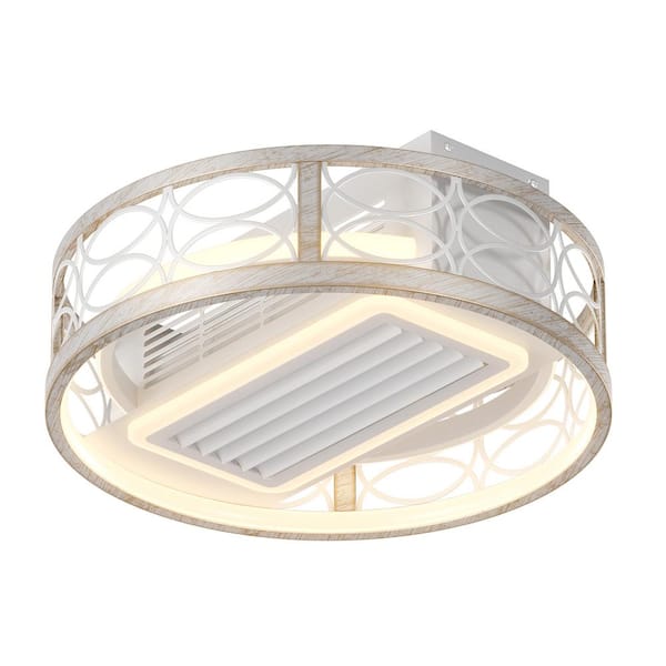 OLUZO 20 in. indoor Bladeless White Ceiling Fan with Light, Removable and Washable Bladeless Fan and Dimmable Ceiling Light