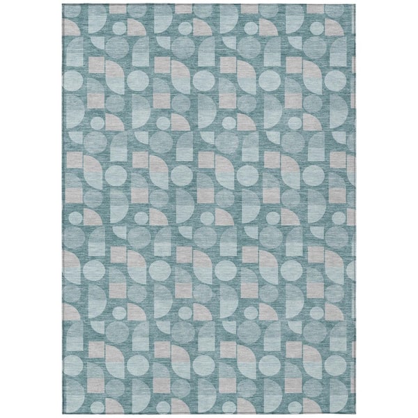 Chantille Machine Washable Indoor/Outdoor Abstract ACN2921 Teal 5 ft. x 7 ft. 6 in. Area Rug