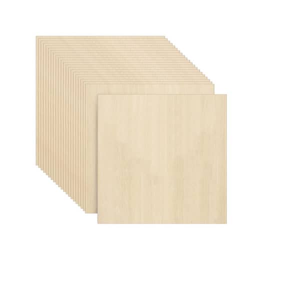 1/8 in. x 12 in. x 12 ft. Basswood Project Panel, Unfinished Wood Sheets for Laser Cutting and Engraving, (12-Pack)