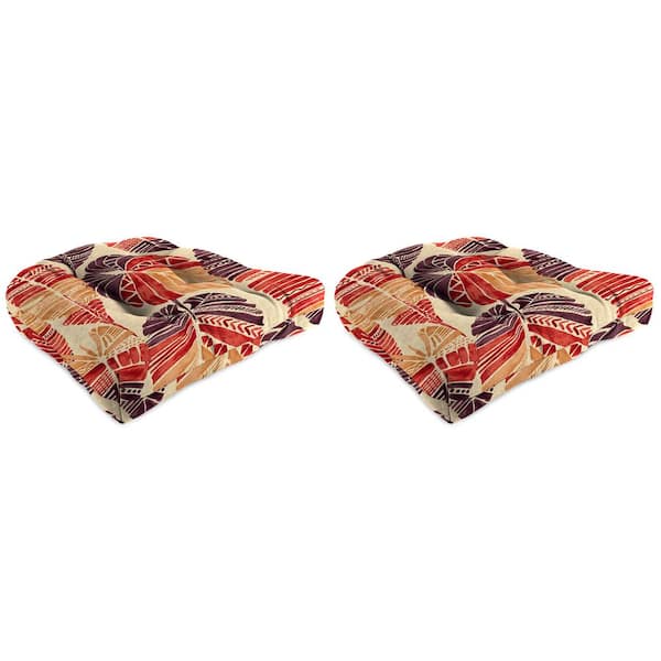 Jordan Manufacturing 18 in. L x 18 in. W x 4 in. T Outdoor Square Wicker Seat Cushion in Hixon Sunset (2-Pack)