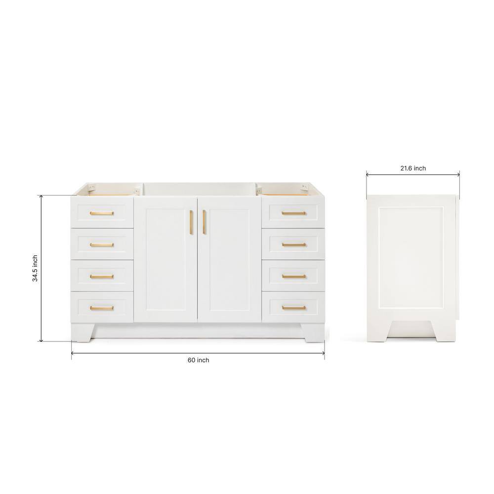 Taylor 60'' White Freestanding Single Vanity with Brass Hardware