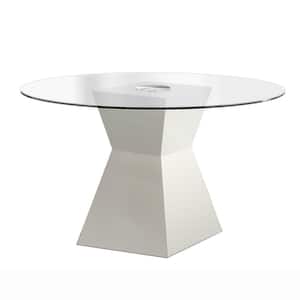 Alastore 45 in. Round White Glass Dining Table