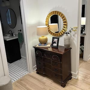 25.5 in. W x 25.5 in. H Round Framed Gold Wall Bathroom Vanity Mirror