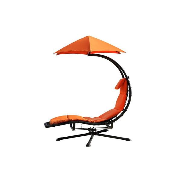 Vivere Original Dream 360° Rotating Single Patio Lounge Chair with Orange Zest Cushion