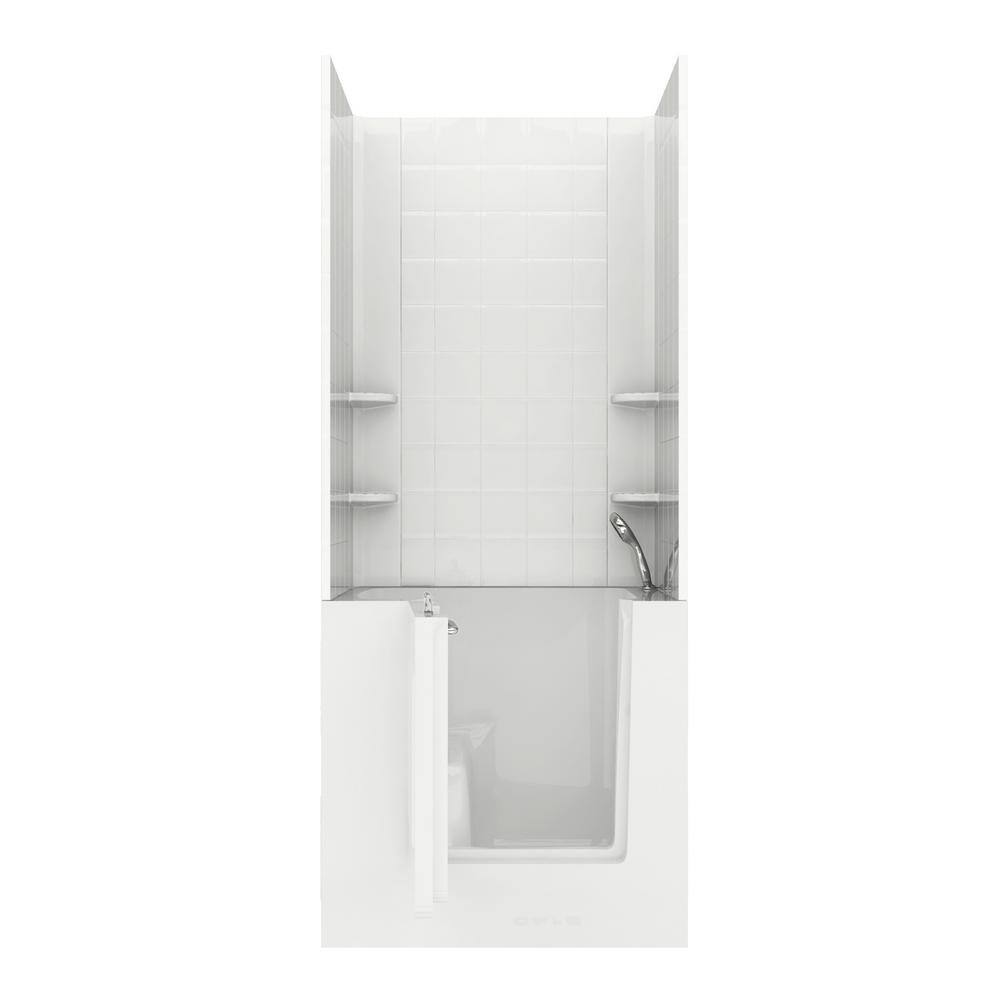 NOVA Heated Rampart 3.4 ft. Walk-in Non-Whirlpool Bathtub with 6 in. Tile Easy Up Adhesive Wall Surround in White price history on PriceWatchPro