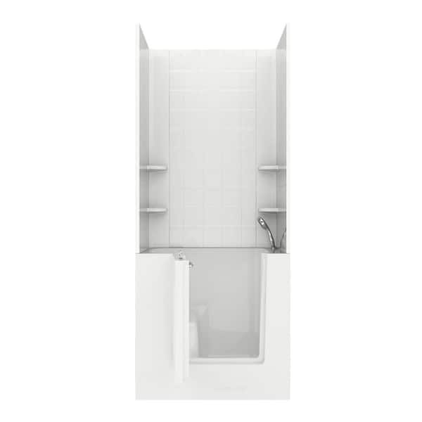 Unbranded NOVA Heated Rampart 3.4 ft. Walk-in Non-Whirlpool Bathtub with 6 in. Tile Easy Up Adhesive Wall Surround in White