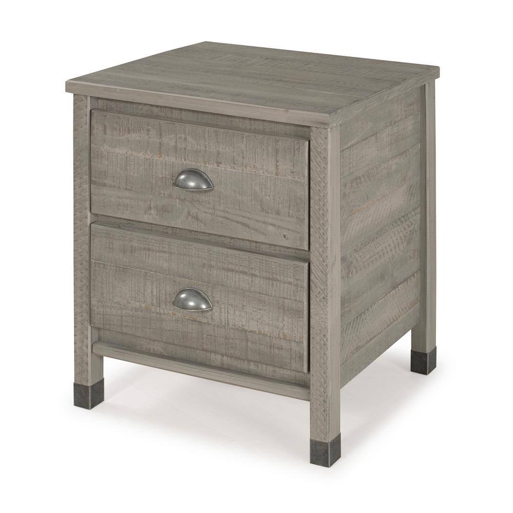 Baja Rustic Grey Solid Pine 2-Drawer Nightstand