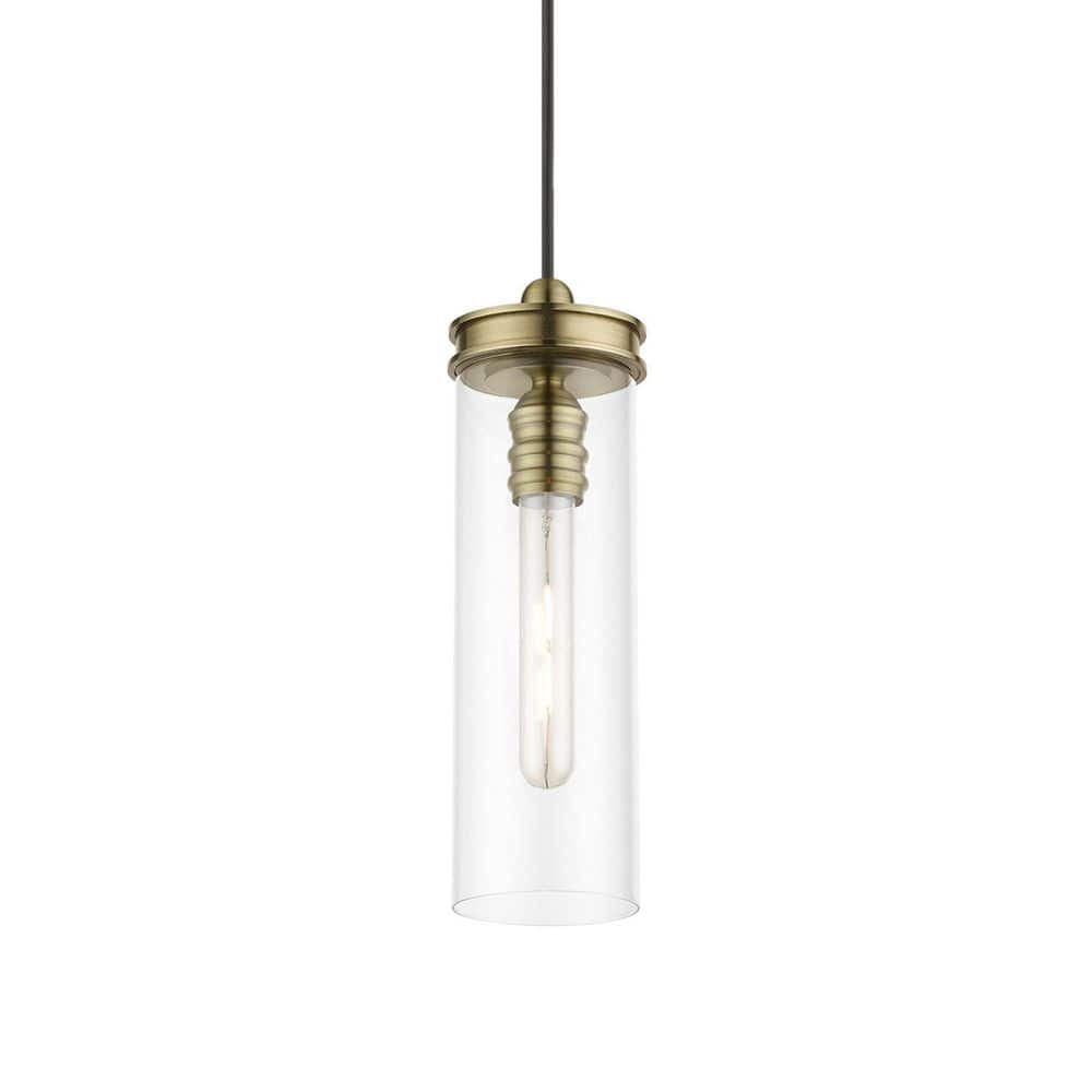 Antique Brass Mini Pendant with Clear Glass Shade