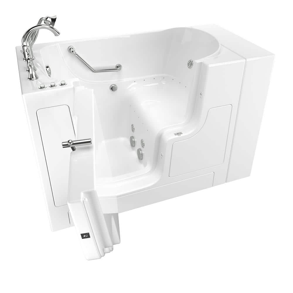 American Standard Gelcoat Value Series 51 in. Left Hand Walk-In Whirlpool and Air Bathtub with Outward Opening Door in White -  3052OD.709.CLW-PC