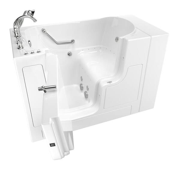American Standard Gelcoat Value Series 51 in. Left Hand Walk-In Whirlpool and Air Bathtub with Outward Opening Door in White