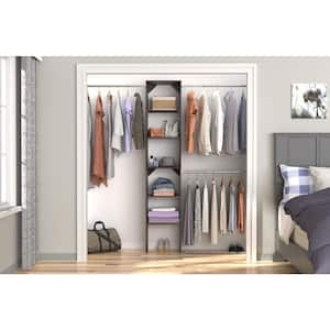 Style+ 72 in. W - 113 in. W Modern Walnut Narrow Wood Closet System
