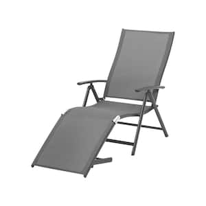 1-Piece Aluminum Adjustable Outdoor Chaise Lounge in Gray