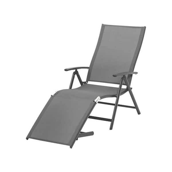 Crestlive Products 1-Piece Aluminum Adjustable Outdoor Chaise Lounge in Gray