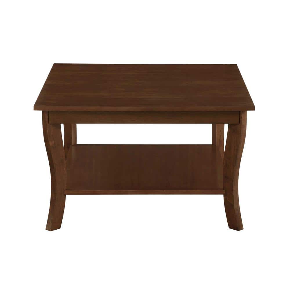 Espresso Rubberwood Square Coffee Table with Shelf