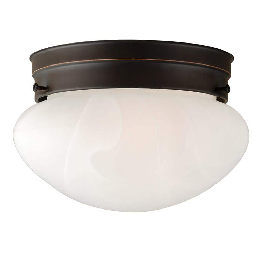 Design House 514547 Millbridge Traditional 1-Light Indoor Flush Mount Ceiling Light Dimmable Alabaster Glass for Bedroom Dining Room Kitchen  Oil Rubbed Bronze