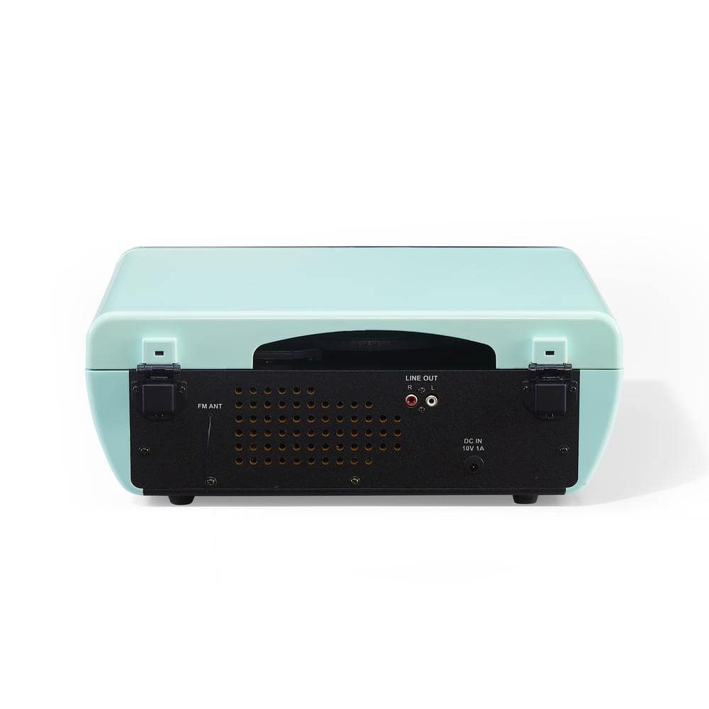 Aqua Blue Retro Style 7-in-1 Record Player with AM/FM Radio