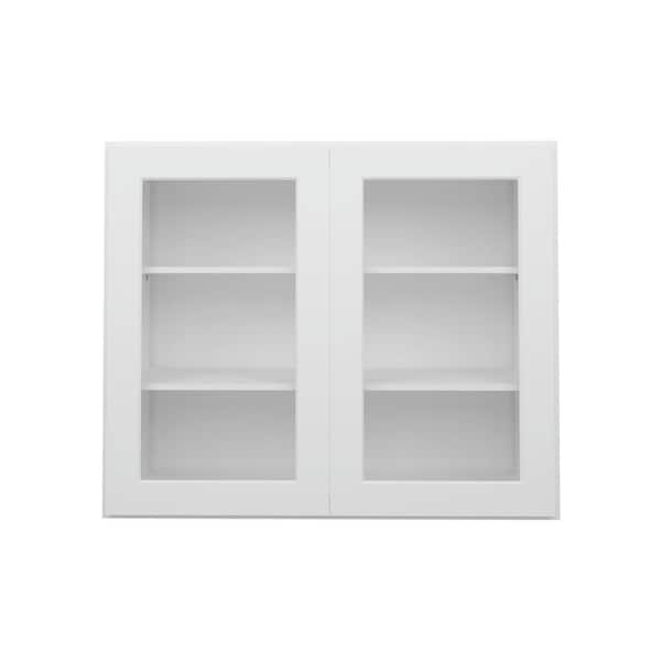 HOMLUX 30 in. W x 12 in. D x 30 in. H in Shaker White Ready to Assemble Wall Kitchen Cabinet with No Glasses
