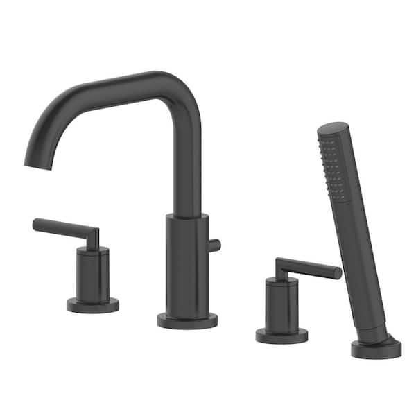 JACUZZI Contento 2-Handle Deck Mount Roman Tub Filler in Matte Black