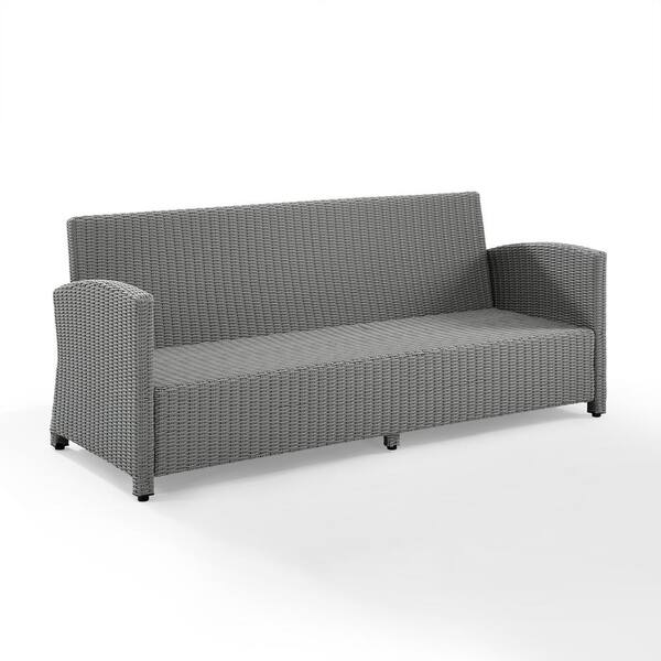 Crosley Furniture Bradenton Gray Wicker, Sofa No Cushions